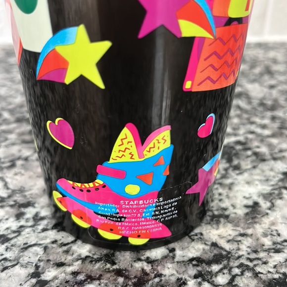 🖤NWT🩷 RARE Starbucks Retro Colorful Tumbler Cold Drink Venti Black 24oz - Picture 7 of 9